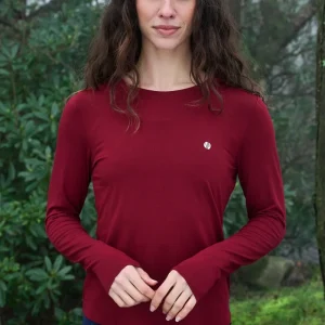 On The Go Bamboo Long Sleeve Tee - Cabernet